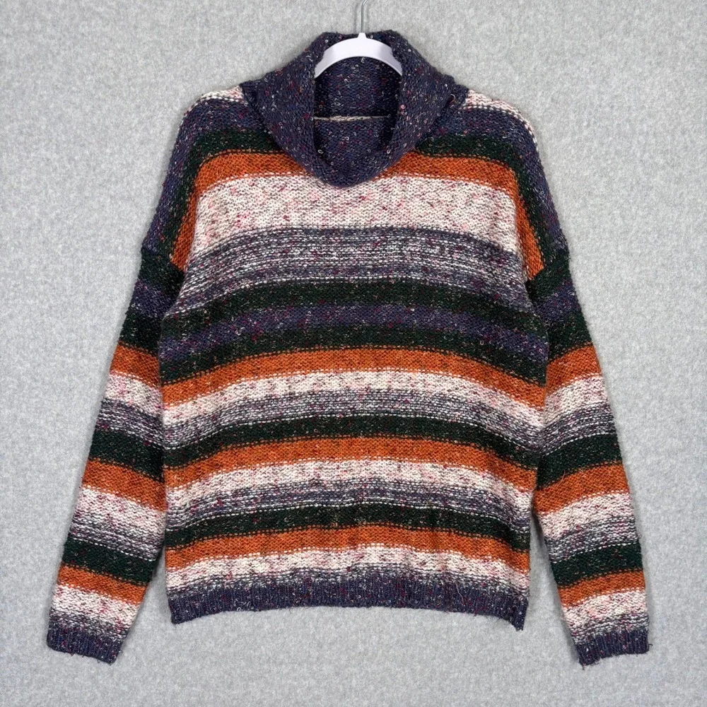 Mystree Cowl Neck Nubby Knit Sweater Medium‎ Boucle Marled Speckled Cozy Artsy